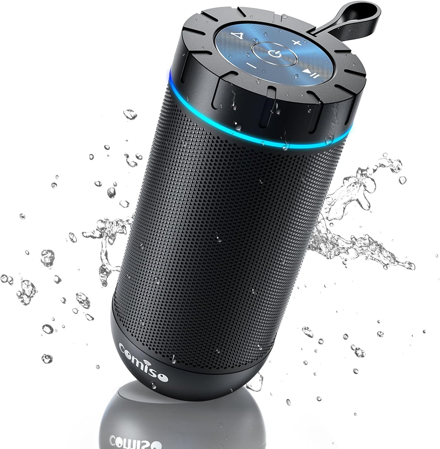 X26 Bluetooth Speaker, IPX4 Waterproof Speakers 360° HD Surround Sound with Punchy Bass, Wireless Dual Pairing, 24H Playtime, Portable Speaker for Shower, Home, Outdoor, Camping, Beach - Blue