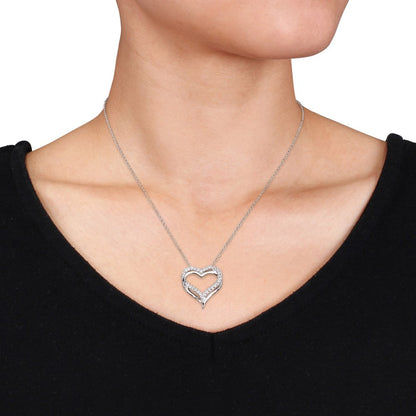 Women'S 5/8 Carat T.G.W. Created White Sapphire Sterling Silver Entwined Heart Pendant with Chain