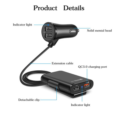 AutoBolt - 4 Ports Car Fast Charger