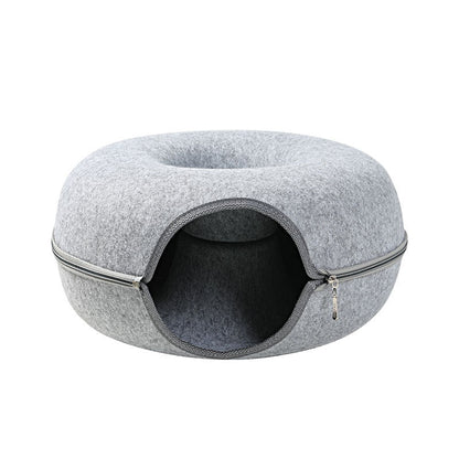 CatCave - Interactive Basket Natural Felt Cuddly Cat Cave Bed