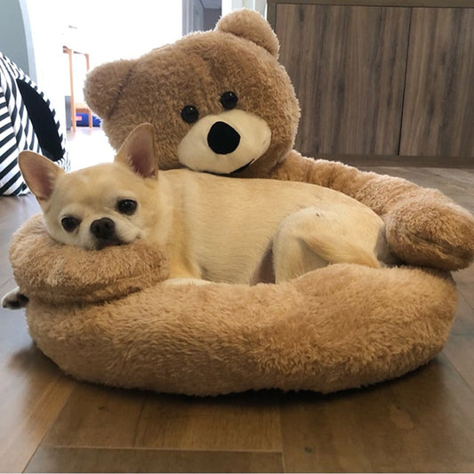 TEDDYLOUNGE - SUPER SOFT BEAR HUG PET BED FOR SMALL PETS
