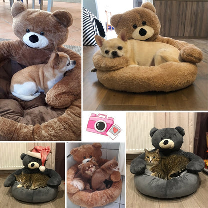 TEDDYLOUNGE - SUPER SOFT BEAR HUG PET BED FOR SMALL PETS