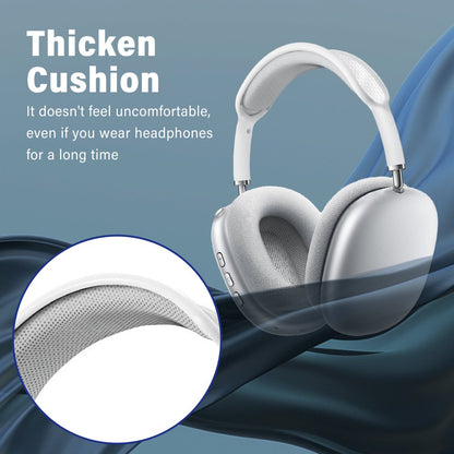 Pro Wireless Headphones Bluetooth,Active Noise Canceling over Ear Headphones with Microphones Hifi Audio Headset for Iphone/Android-Silver